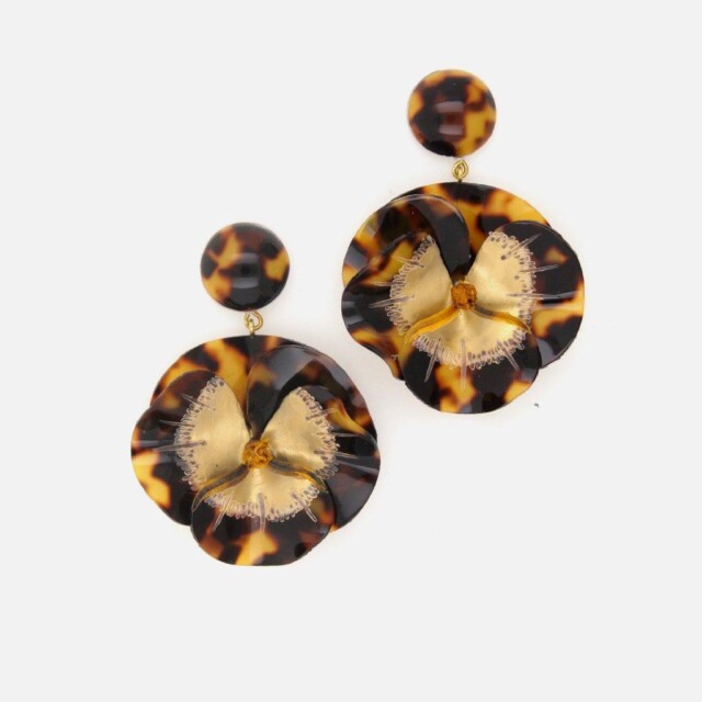 Ciléa Paris - Boucle d'oreille longue Pensée - Maxi – Rose / Tige (Oreilles percées)
