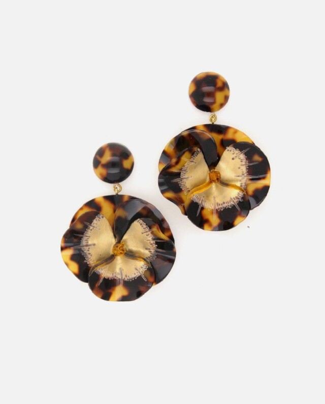 Ciléa Paris - Boucle d'oreille longue Pensée - Maxi – Rose / Tige (Oreilles percées)