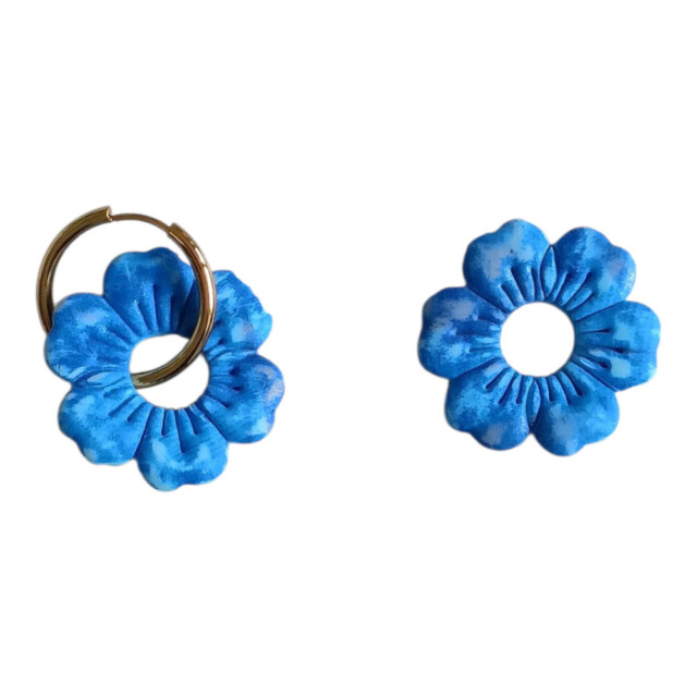 L’Atelier de Patricia - boucles d'oreilles interchangeable - Fleur Marine – Bleu marine