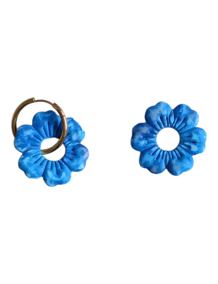 L’Atelier de Patricia - boucles d'oreilles interchangeable - Fleur Marine – Bleu marine