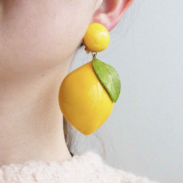 Ciléa Bijoux - Boucles d'oreilles Citron - Maxi – Tiges (oreilles percées)