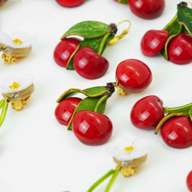 Ciléa Paris - Boucles d’oreilles cerises Napoléon – Dormeuse (Oreilles percées)