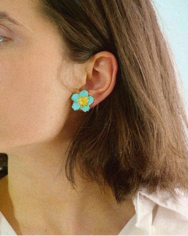 Ciléa Paris - Boucles d'oreilles Tuba - Mini – Vert / Dormeuse (Oreilles percées)