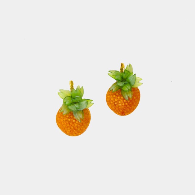 Ciléa Paris - Boucles d'oreilles Ananas Botanica – Fleur / Tige (Oreilles percées)
