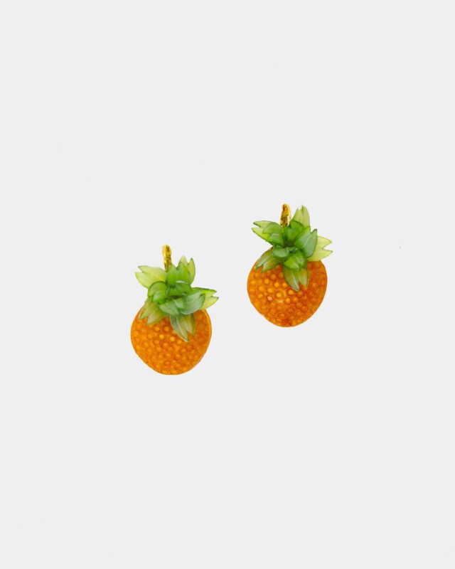 Ciléa Paris - Boucles d'oreilles Ananas Botanica – Fleur / Tige (Oreilles percées)