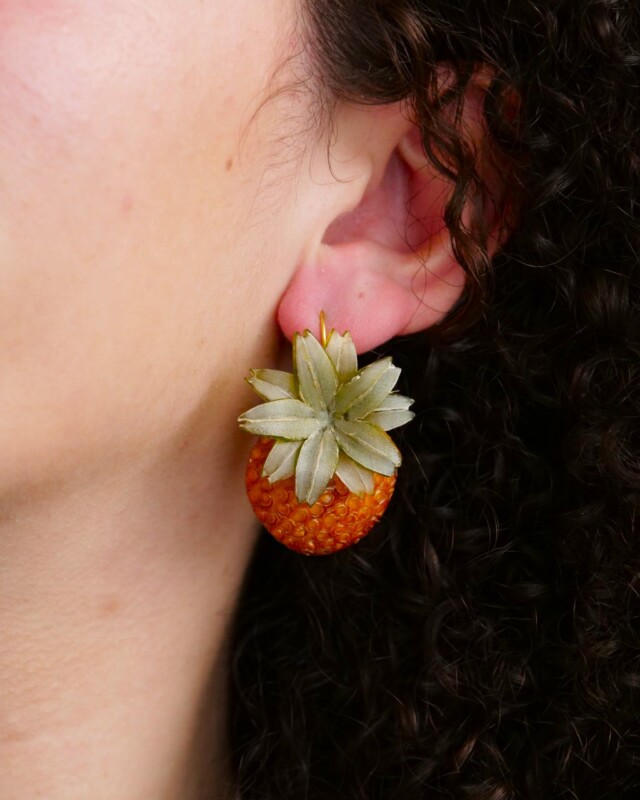 Ciléa Paris - Boucles d'oreilles Ananas Botanica – Fleur / Tige (Oreilles percées)