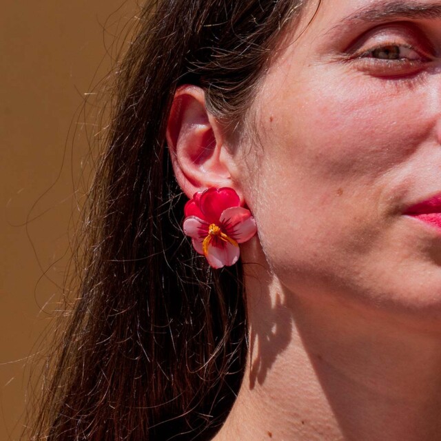 Ciléa Bijoux - Boucles d'oreilles Pensée viola - Petit – Rouge / Clips