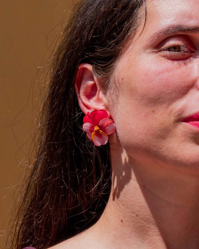 Ciléa Bijoux - Boucles d'oreilles Pensée viola - Petit – Rouge / Clips
