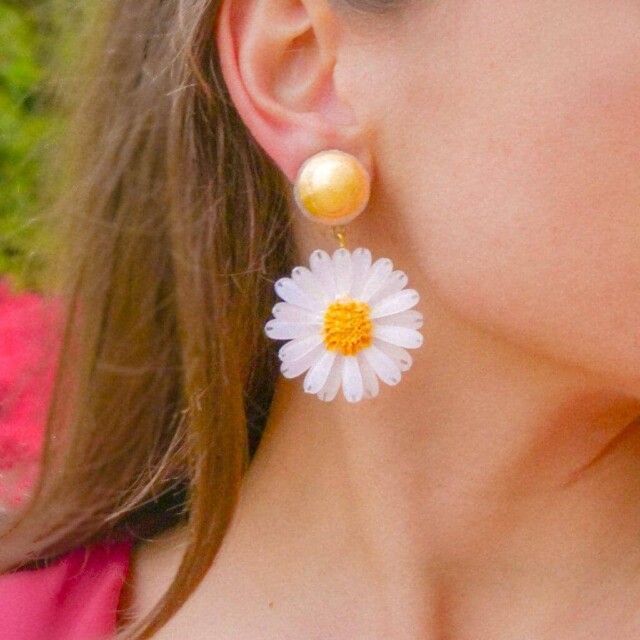Ciléa Paris - Boucles d'oreilles pendantes Daisy - Petit – Tige (Oreilles percées)
