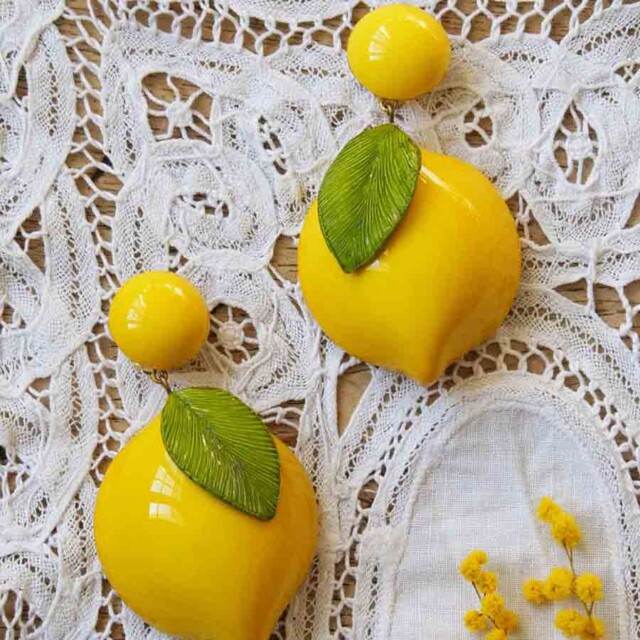 Ciléa Bijoux - Boucles d'oreilles Citron - Maxi – Tiges (oreilles percées)