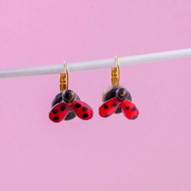 Ciléa Paris - Boucles d'oreilles coccinelle Belle - Mini – Dormeuse (oreilles percées)