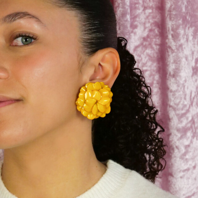 Ciléa Paris - Boucles d'oreilles Géranium - Grand – Rouge clair / Dormeuse (Oreilles percées)