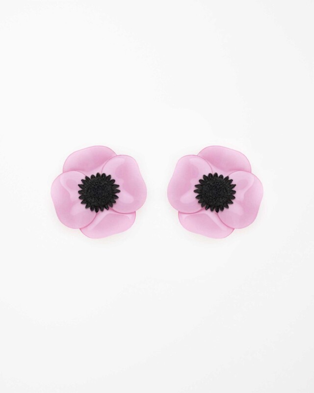 Ciléa Paris - Boucles d'oreilles courtes Anémone - Grandes – Dormeuse (Oreilles percées) / Noir