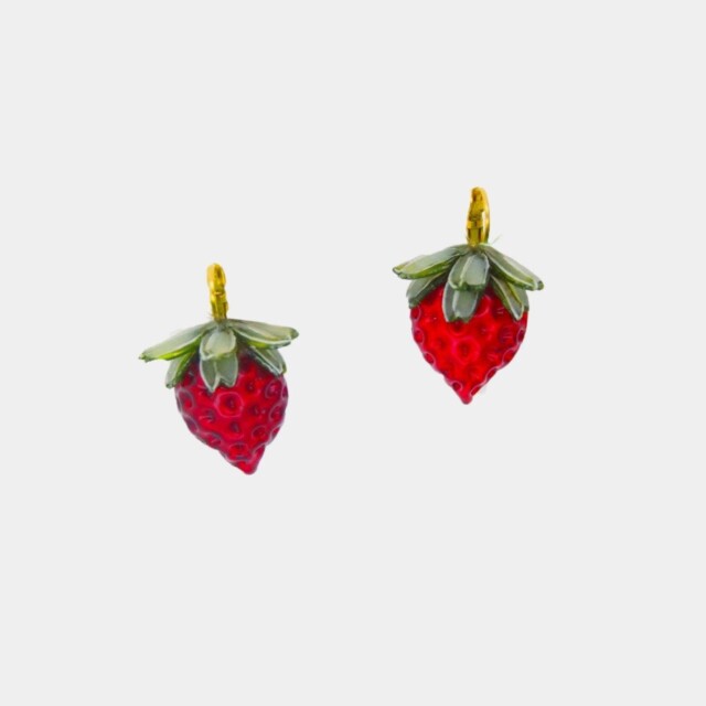 Ciléa Paris - Boucle d'oreille Fraise Botanica – Fleur / Tige (Oreilles percées)