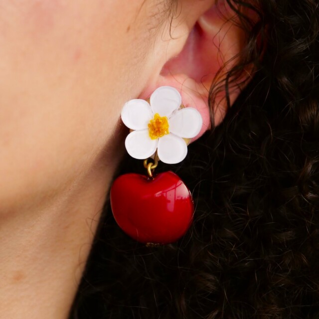 Ciléa Paris - Boucles d'oreilles Pomme Botanica – Fleur / Dormeuse (Oreilles percées)