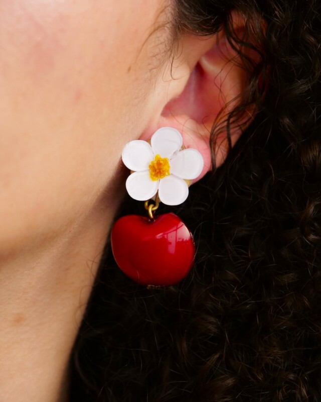 Ciléa Paris - Boucles d'oreilles Pomme Botanica – Fleur / Dormeuse (Oreilles percées)