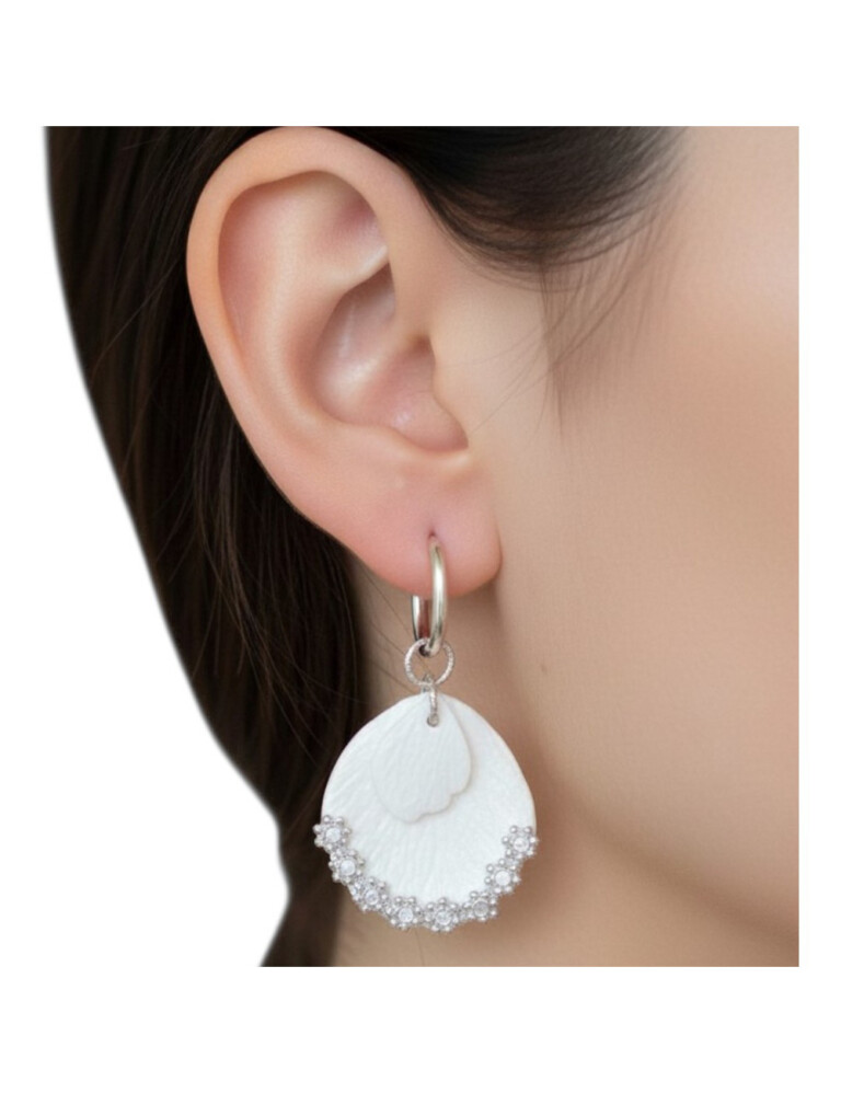 boucles d oreilles interchangeable L’Atelier de Patricia - Boucles d'oreilles interchangeable - Maria 2 – Blanc