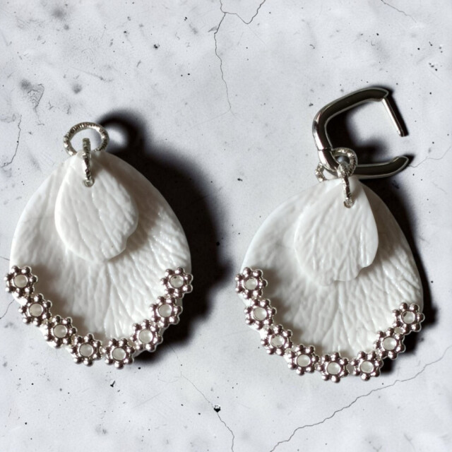 L’Atelier de Patricia - Boucles d'oreilles interchangeable - Maria – Blanc