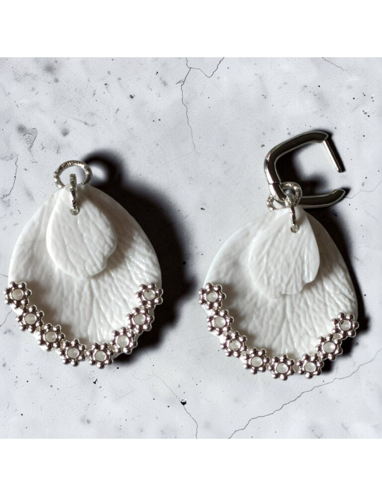 L’Atelier de Patricia - Boucles d'oreilles interchangeable - Maria 2 – Blanc
