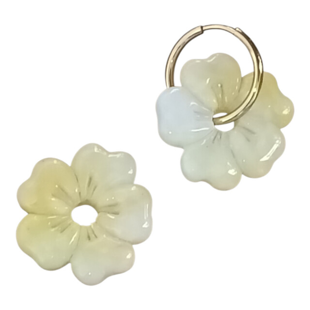 L’Atelier de Patricia - Boucles d'oreilles interchangeable- la fleurs printemps – Blanc