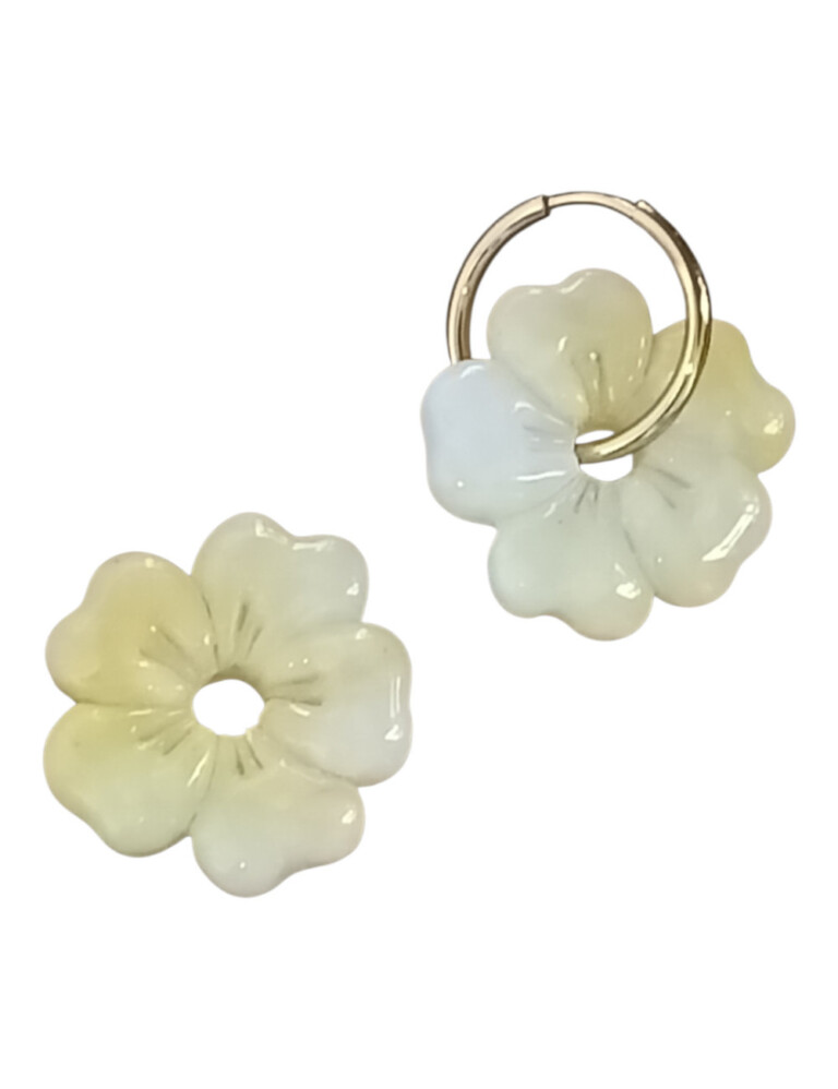 L’Atelier de Patricia - Boucles d'oreilles interchangeable- la fleurs printemps – Blanc