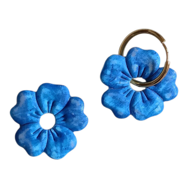 L’Atelier de Patricia - Boucles d'oreilles interchangeable - fleur marine – Bleu marine
