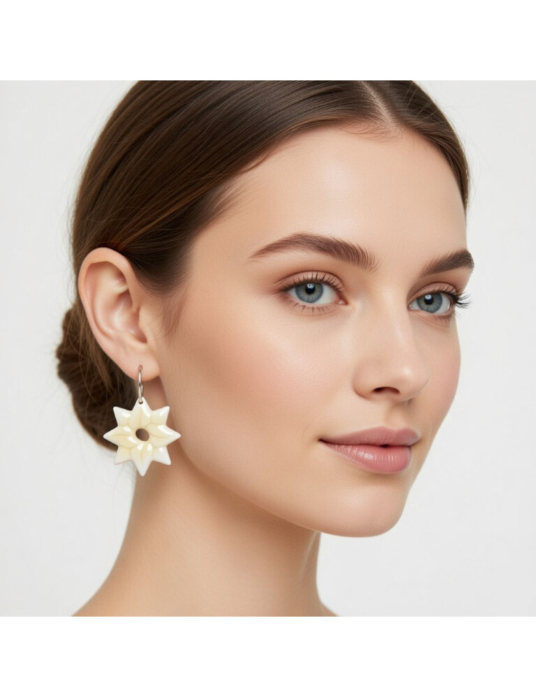 L’Atelier de Patricia - Boucles d'oreilles interchangeable - étoiles – Blanc