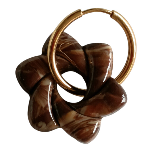 L’Atelier de Patricia - Boucles d'oreilles interchangeable - Etoile – Marron clair