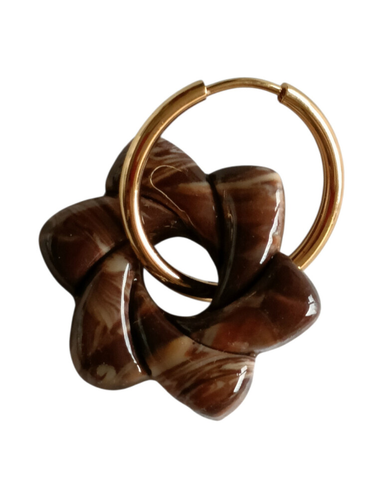 L’Atelier de Patricia - Boucles d'oreilles interchangeable - Etoile – Marron clair
