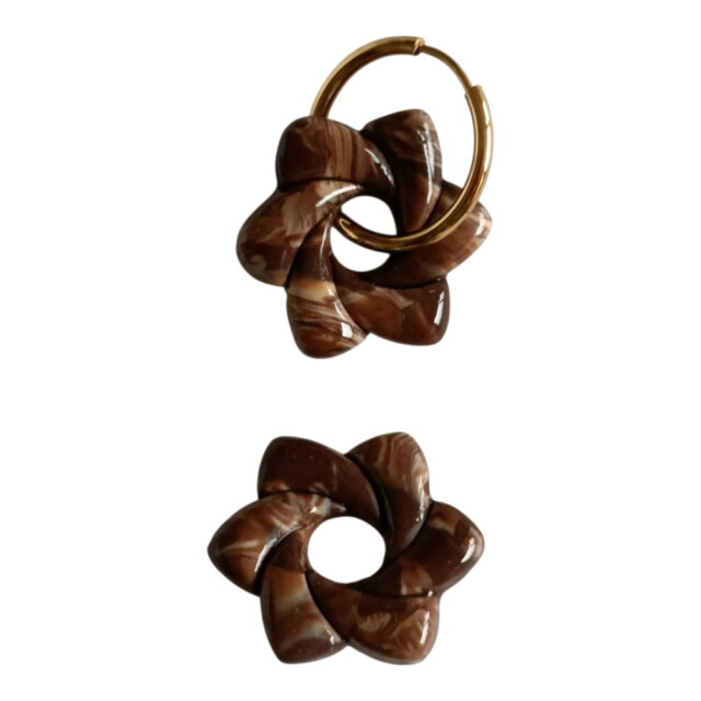 L’Atelier de Patricia - Boucles d'oreilles interchangeable - Etoile – Marron clair