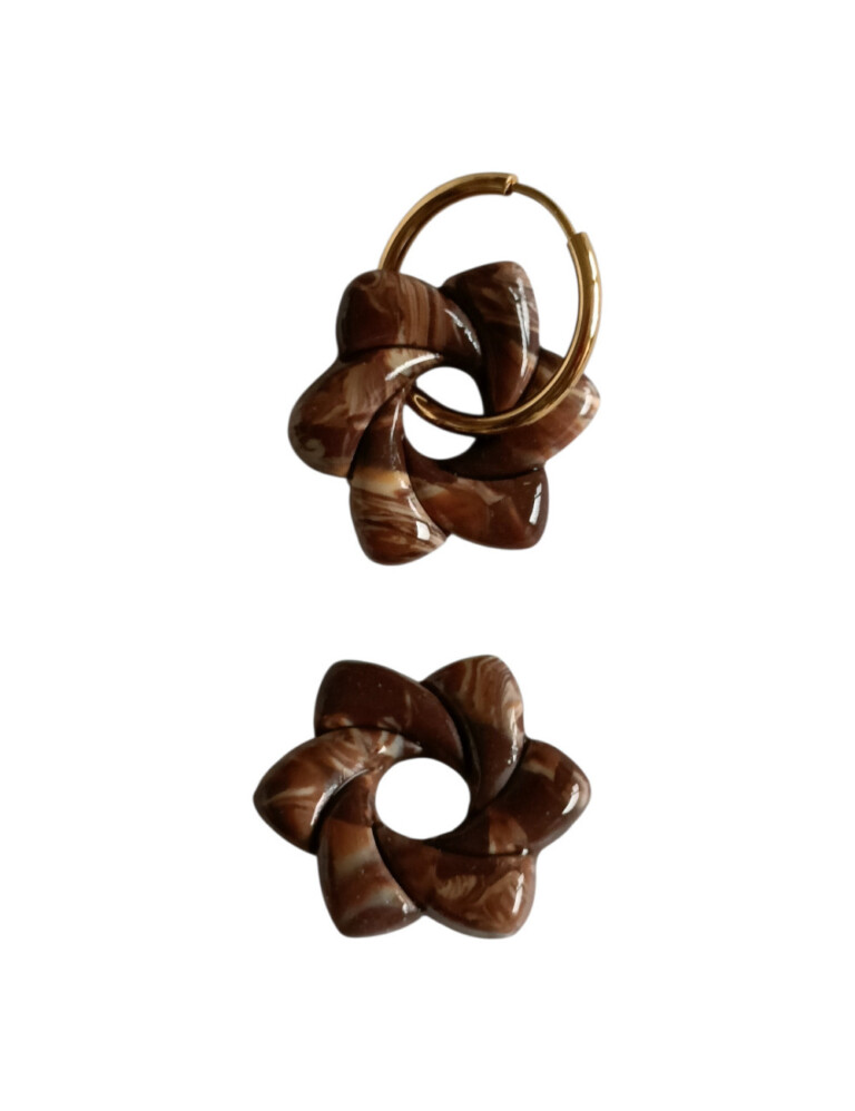 L’Atelier de Patricia - Boucles d'oreilles interchangeable - Etoile – Marron clair