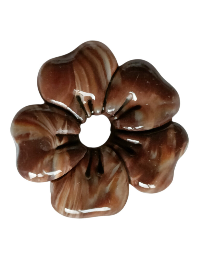 L’Atelier de Patricia - Boucles d'oreilles interchangeable fleur – Marron clair