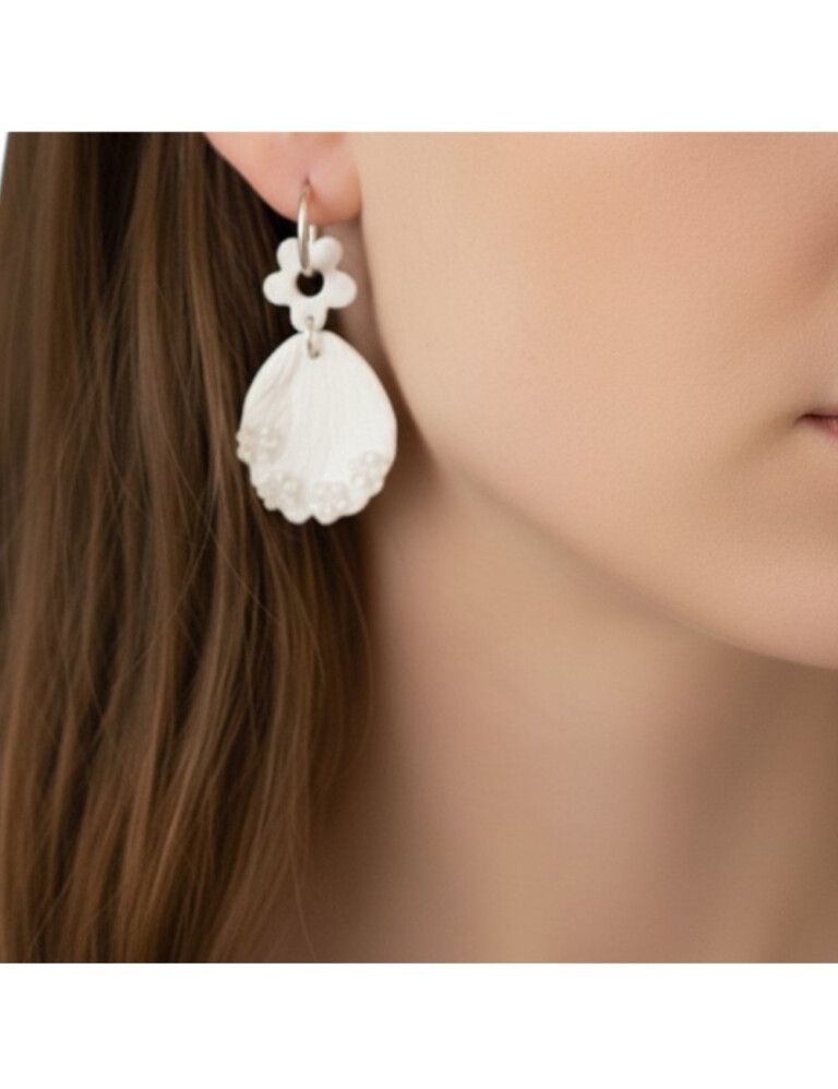 boucles d oreilles interchangeable maria L’Atelier de Patricia - Boucles d'oreilles interchangeable - Maria – Blanc
