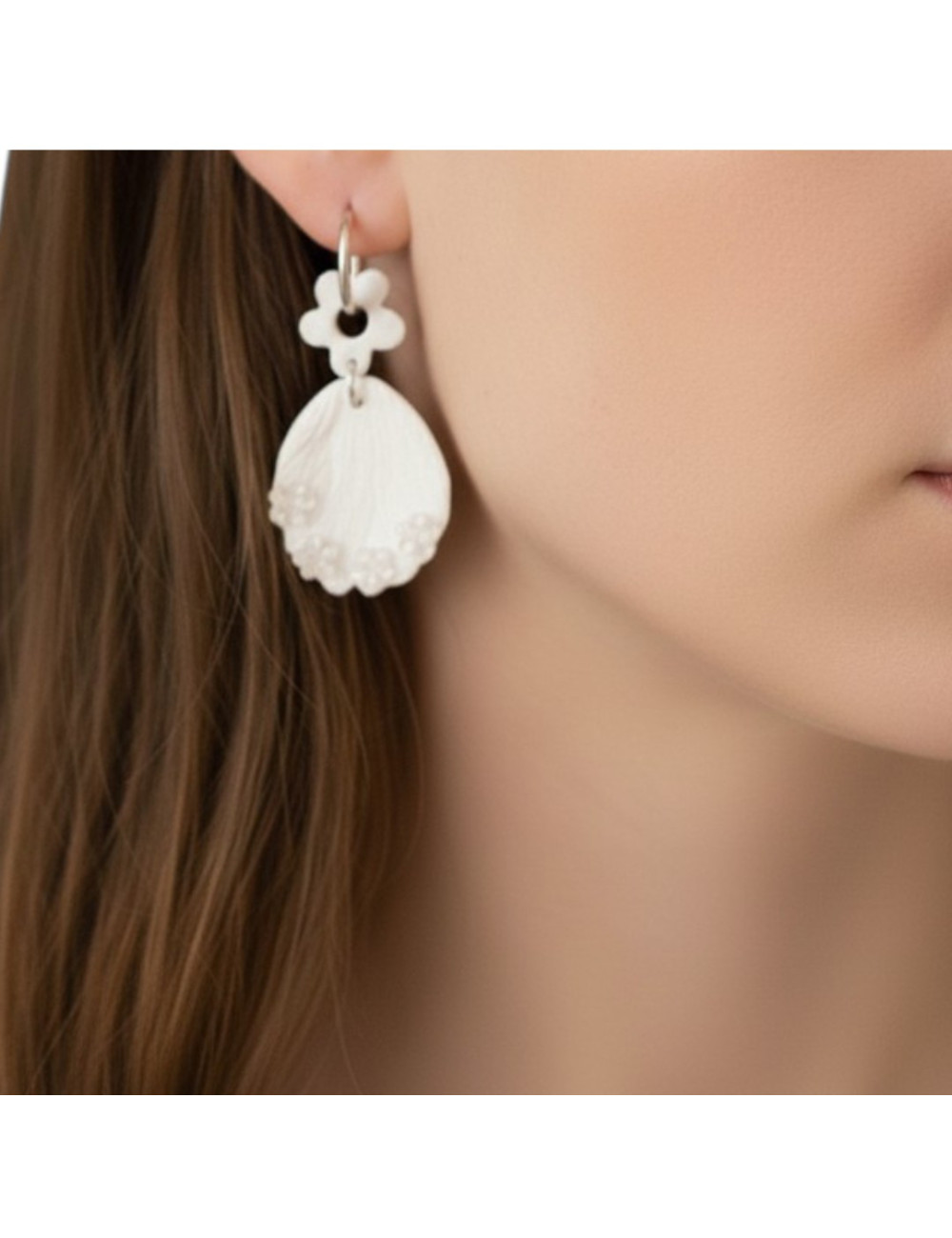 boucles d oreilles interchangeable maria L’Atelier de Patricia - Boucles d'oreilles interchangeable - Maria – Blanc