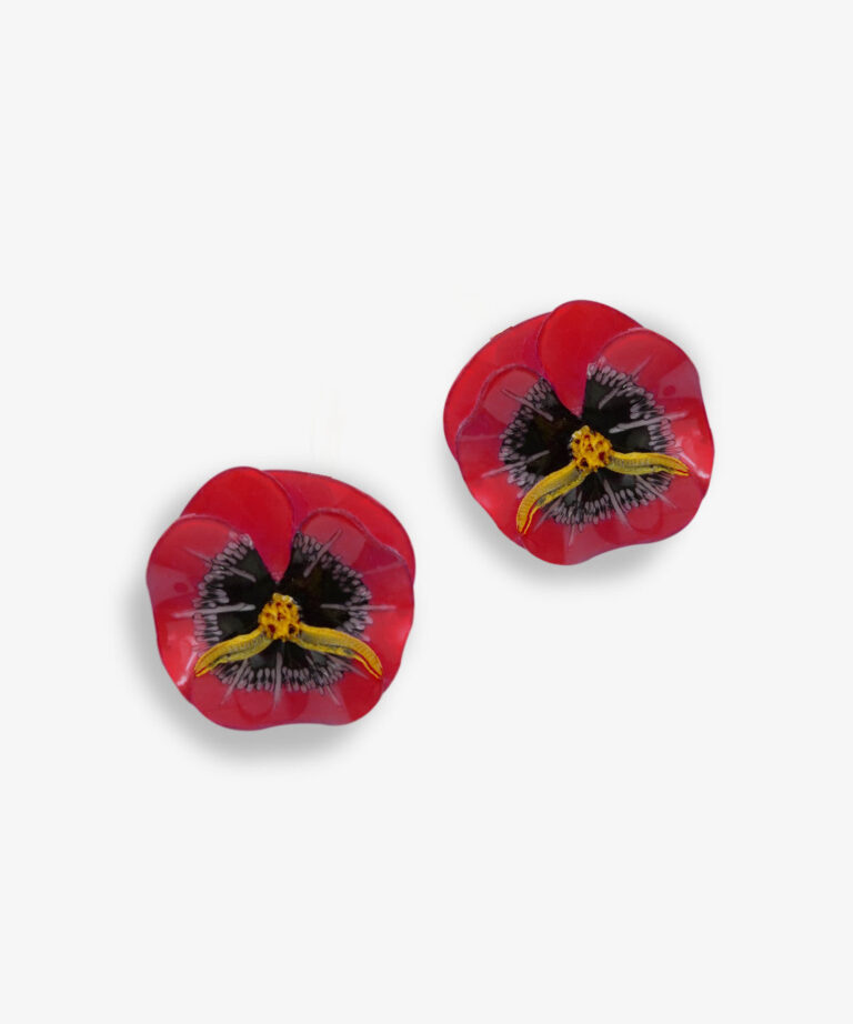 Ciléa Paris - Boucles d'oreilles courtes Pensée - Petit – Édition limitée - Bleu Canard / Dormeuse (Oreilles percées)