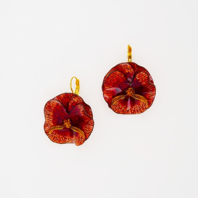 Ciléa Bijoux - Boucles d'oreilles courtes Pensée or - Petit – Bleu / Tige