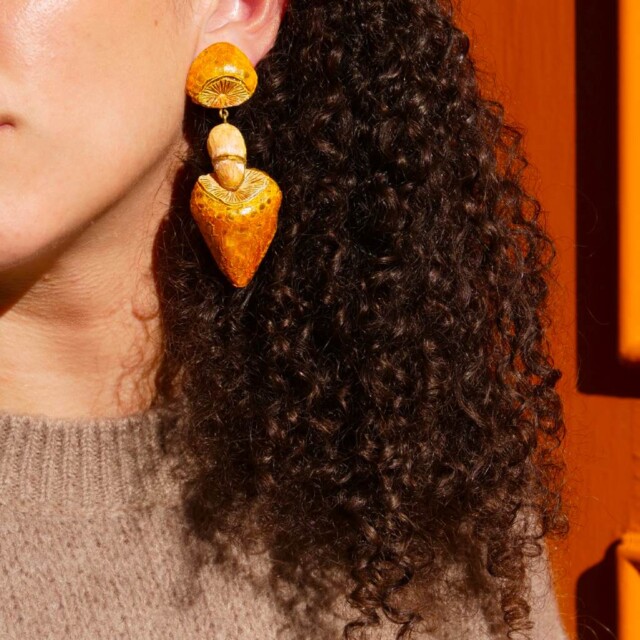 Ciléa Bijoux - Boucles d'oreilles champignon Simon – Tige (Oreilles percées)