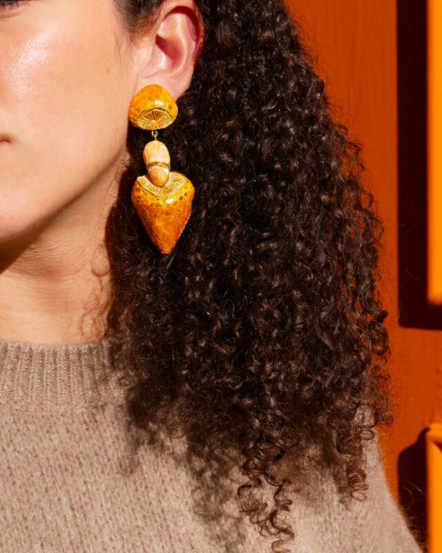 Ciléa Bijoux - Boucles d'oreilles champignon Simon – Tige (Oreilles percées)