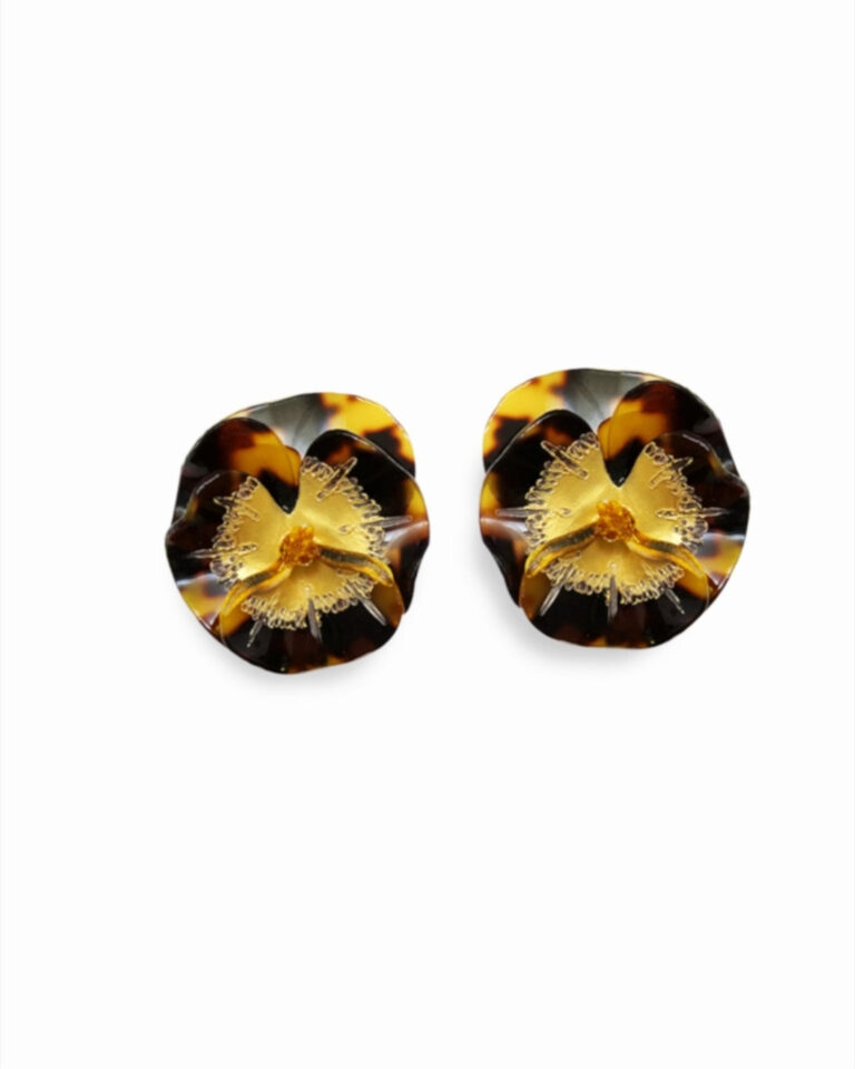 Ciléa Paris - Boucles d'oreilles courtes Pensée - Petit – Vert / Dormeuse (Oreilles percées)