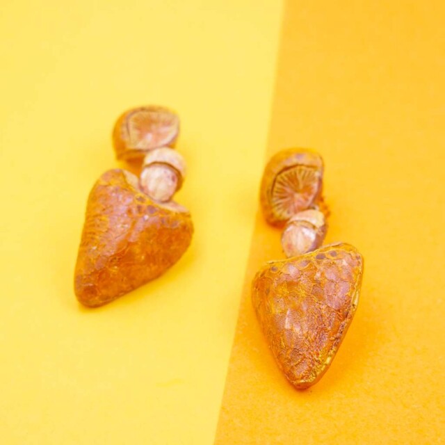 Ciléa Bijoux - Boucles d'oreilles champignon Simon – Tige (Oreilles percées)