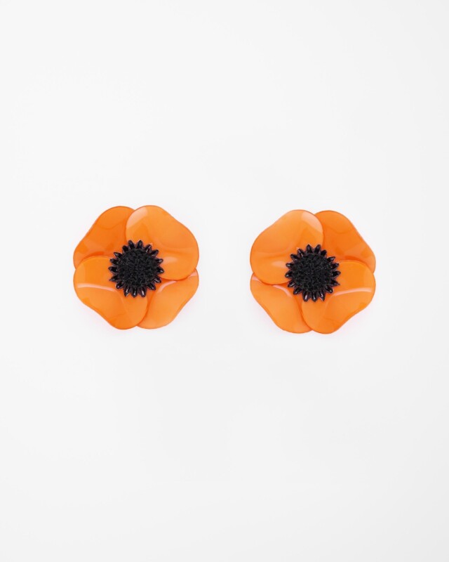 Ciléa Paris - Boucles d'oreilles courtes Anémone - Grandes – Dormeuse (Oreilles percées) / Noir