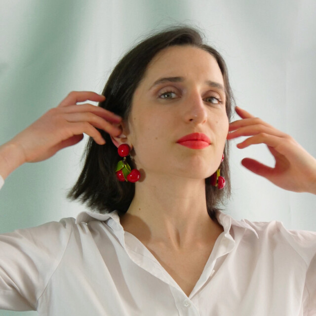 Ciléa Paris - Boucles d’oreilles pendantes cerises Napoléon – Tige (Oreilles percées)