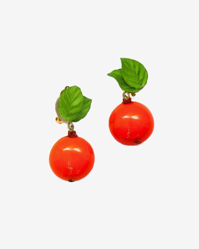 Ciléa Paris - Boucles d'oreilles Orange Botanica – Fleur / Dormeuse (Oreilles percées)