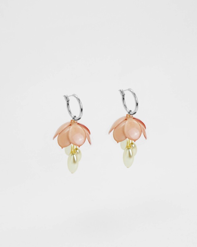 Ciléa Paris - Créoles Cécile avec perles – Blush / Grande argent