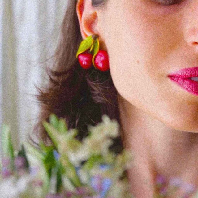 Ciléa Paris - Boucles d’oreilles cerises Napoléon – Dormeuse (Oreilles percées)