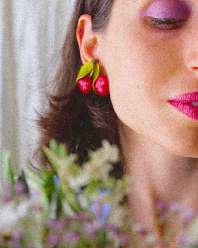 Ciléa Paris - Boucles d’oreilles cerises Napoléon – Dormeuse (Oreilles percées)