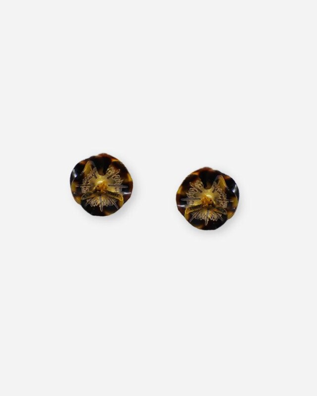 Ciléa Paris - Boucles d'oreilles Pensée - Mini – Vert / Dormeuse (Oreilles percées)