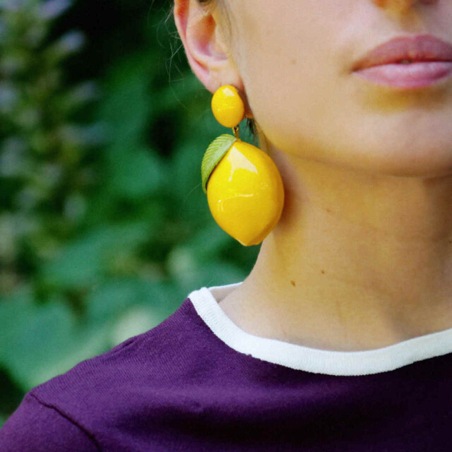 Ciléa Bijoux - Boucles d'oreilles Citron - Maxi – Tiges (oreilles percées)