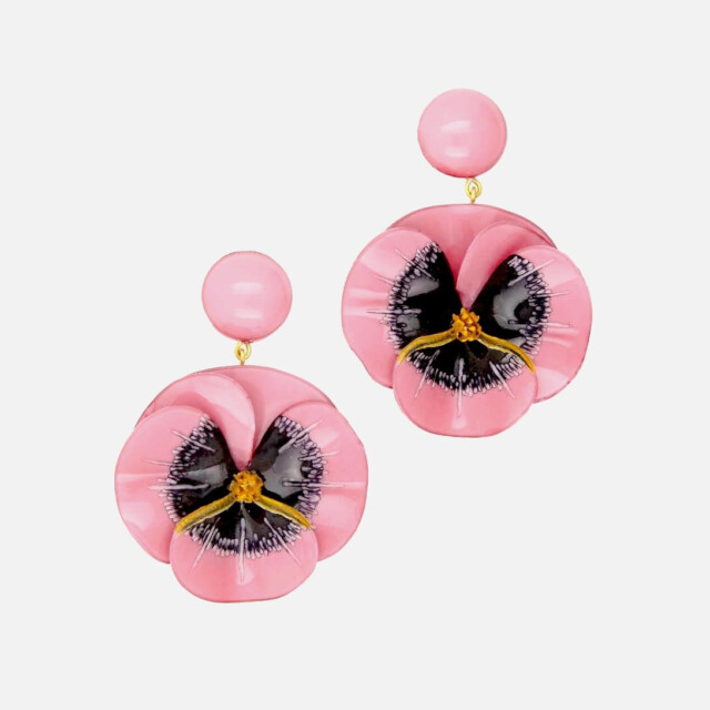 Ciléa Paris - Boucle d'oreille longue Pensée - Maxi – Léopard / Tige (Oreilles percées)