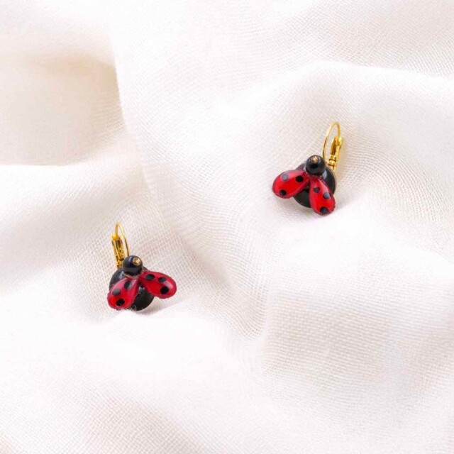 Ciléa Paris - Boucles d'oreilles coccinelle Belle - Mini – Dormeuse (oreilles percées)
